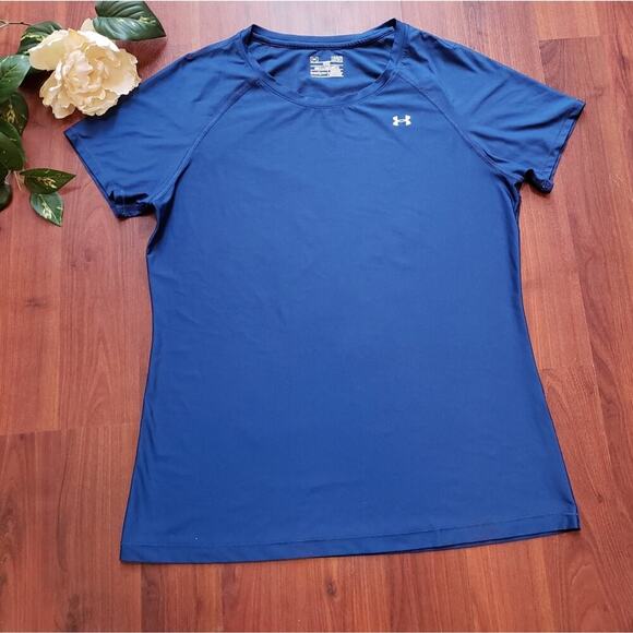 UNDER ARMOUR FITTED HEATGEAR BLUE SHORT SLEEVE L - Picture 1 of 5